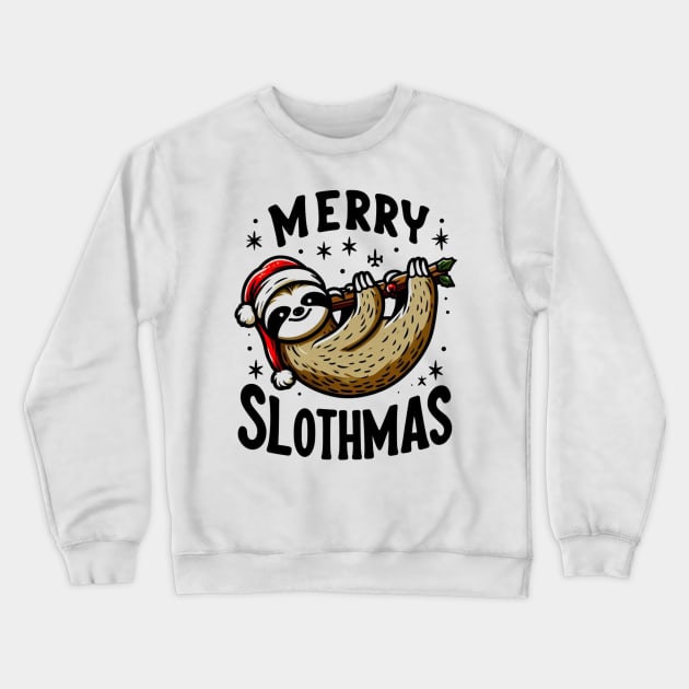 Christmas Sloth Lover Merry Slothmas Funny Xmas Gift Crewneck Sweatshirt by valeriegraydesign